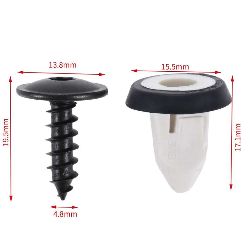100pcs Car Mudguard Screws Bumper Skirt Torx Screws Clips
