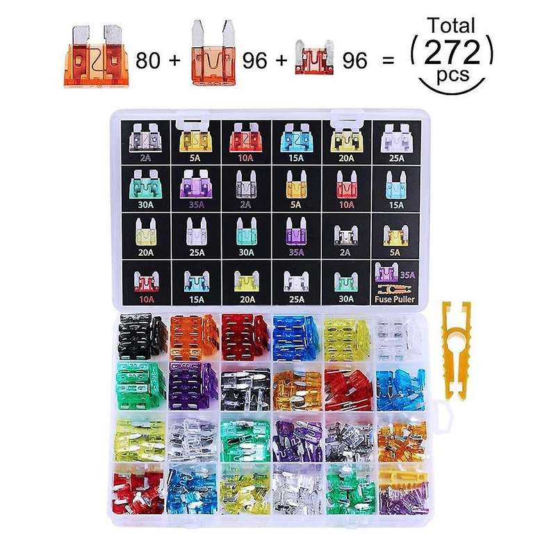 272pcs Car Fuse Plug Fuse Splitter Fuse Holder Kit with Fuse Puller