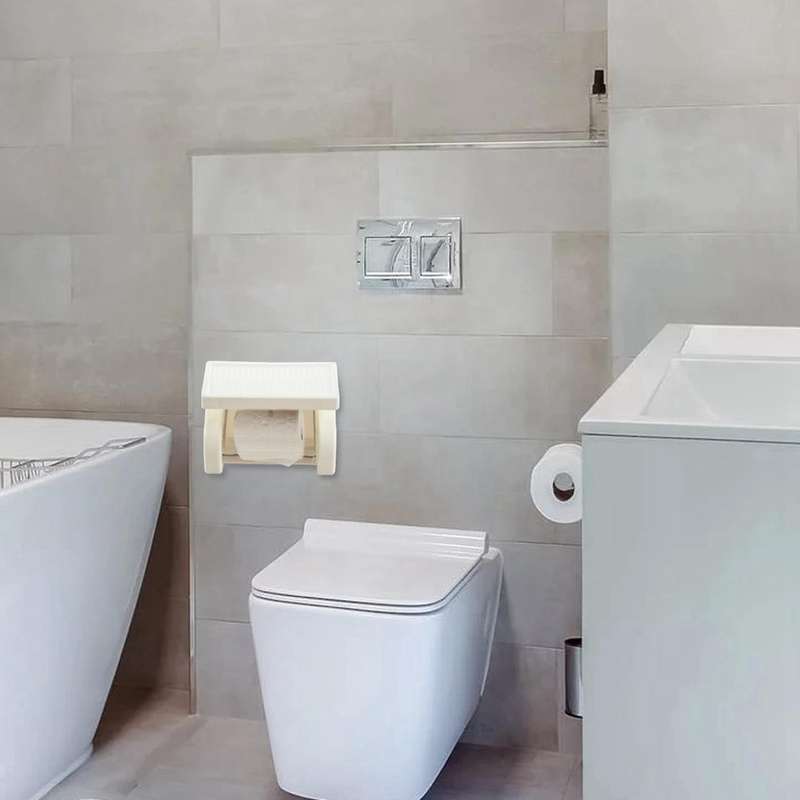 Waterproof Toilet Paper Holder Tissue Roll Stand Box with Shelf Rack
