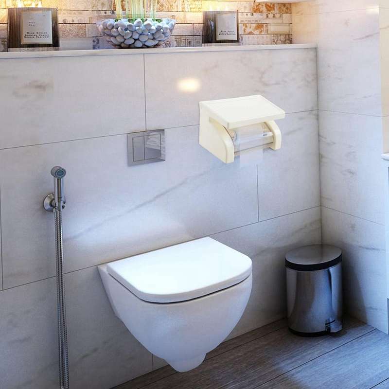Waterproof Toilet Paper Holder Tissue Roll Stand Box with Shelf Rack