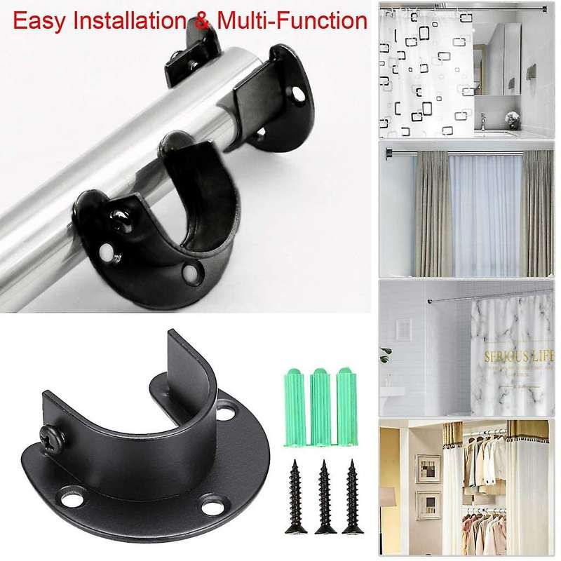 6 Pack Stainless Steel Closet Pole Sockets, for Shower Curtain