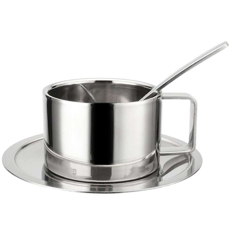 Coffee Mug Cups Double Wall Insulated with Spoon Set for Coffee 200ml