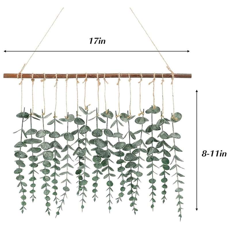 Artificial Eucalyptus Wall Hanging,fake Vines with Wooden Stick Decor