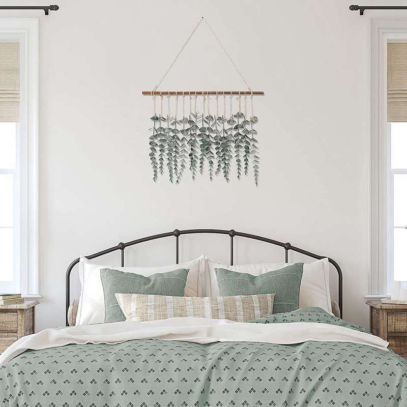 Artificial Eucalyptus Wall Hanging,fake Vines with Wooden Stick Decor