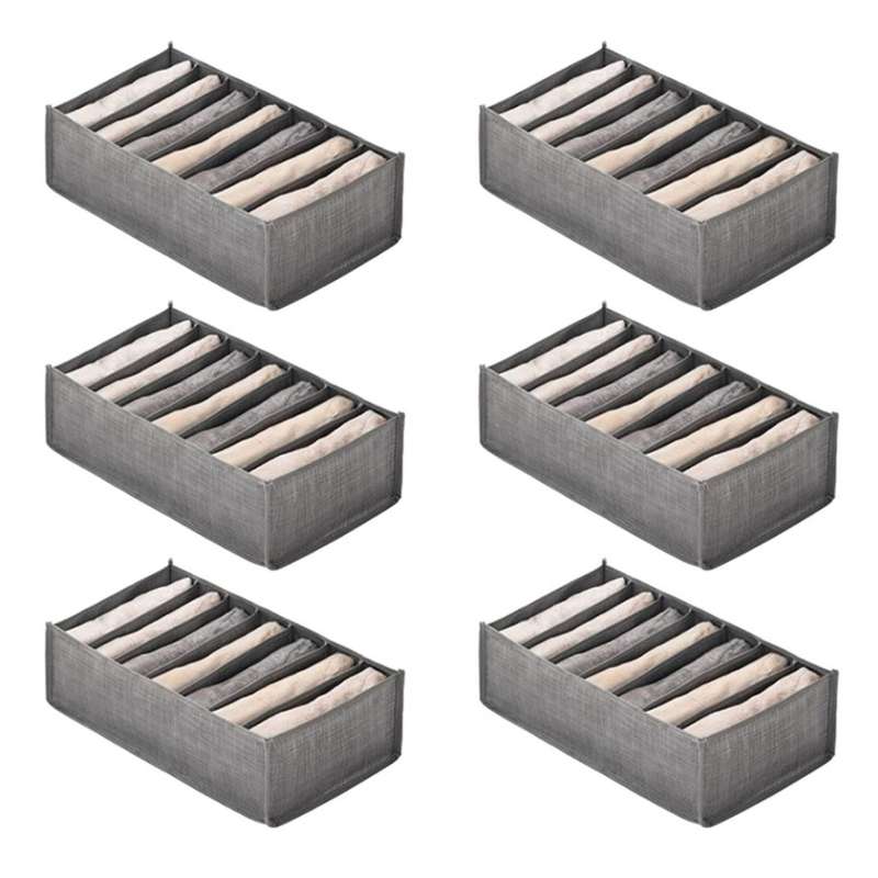 6pcs Drawer Boxes for Jeans Trousers T-shirt Storage Boxes 7 Grids S