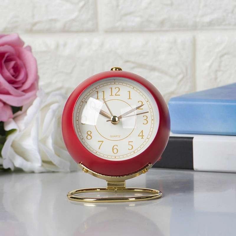 Bedroom Alarm Clock Desk Analog Alarm Clock Ultra-quiet Metal,blue