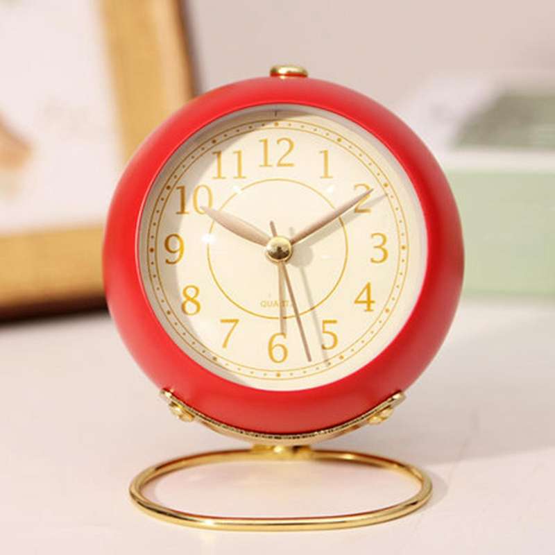 Bedroom Alarm Clock Desk Analog Alarm Clock Ultra-quiet Metal,blue
