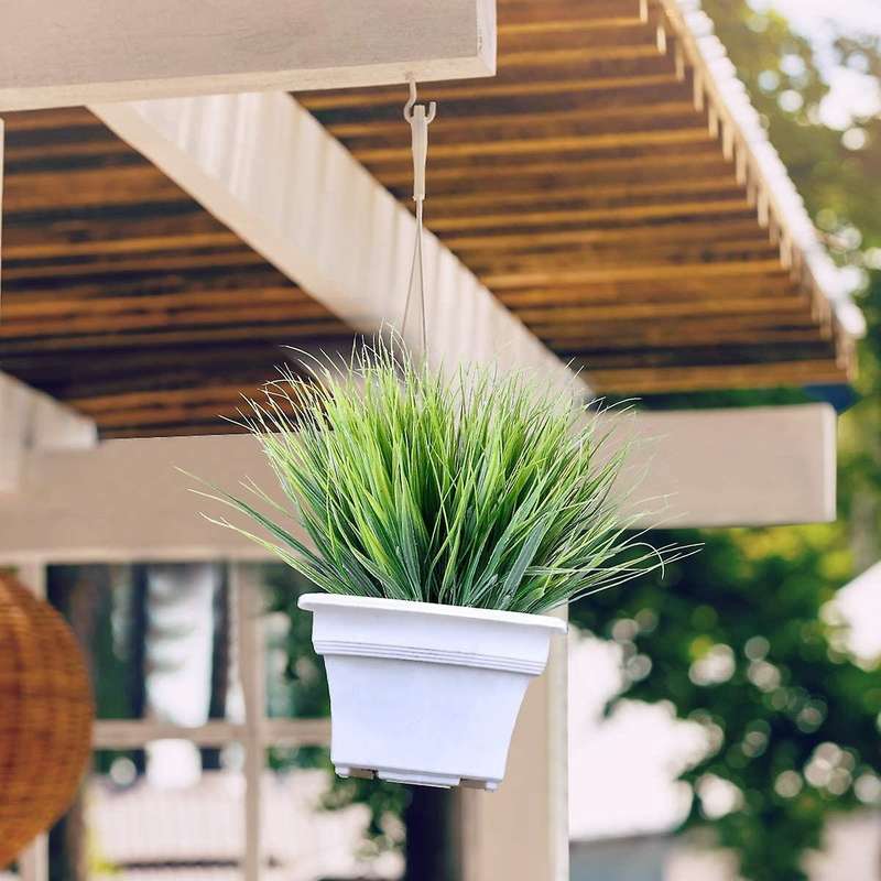12 Bundles Artificial Grasses Outdoor Fake Grass Faux Plastic Plants