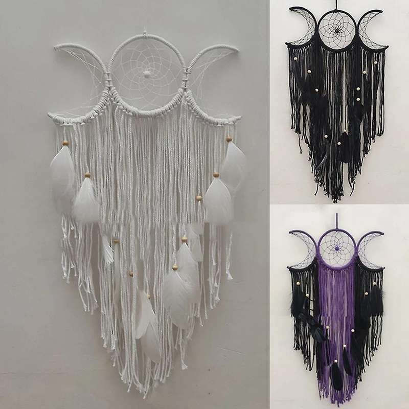 Triple Moon Goddess Boho Half Moon Large Dream Catcher Decor Home 1
