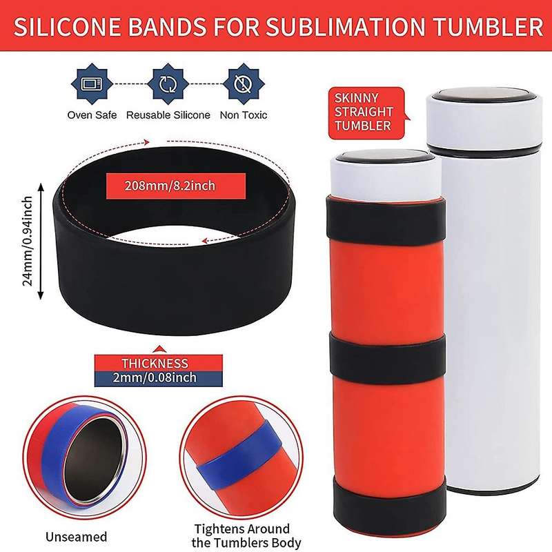 24 Pcs Silicone Bands for Sublimation Skinny Tumbler