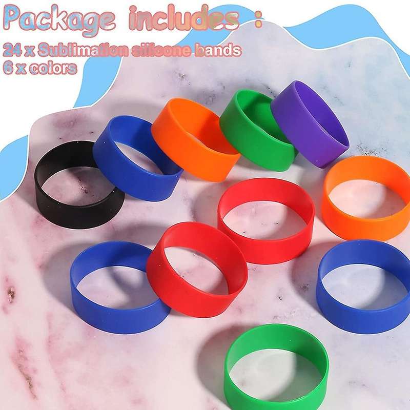 24 Pcs Silicone Bands for Sublimation Skinny Tumbler