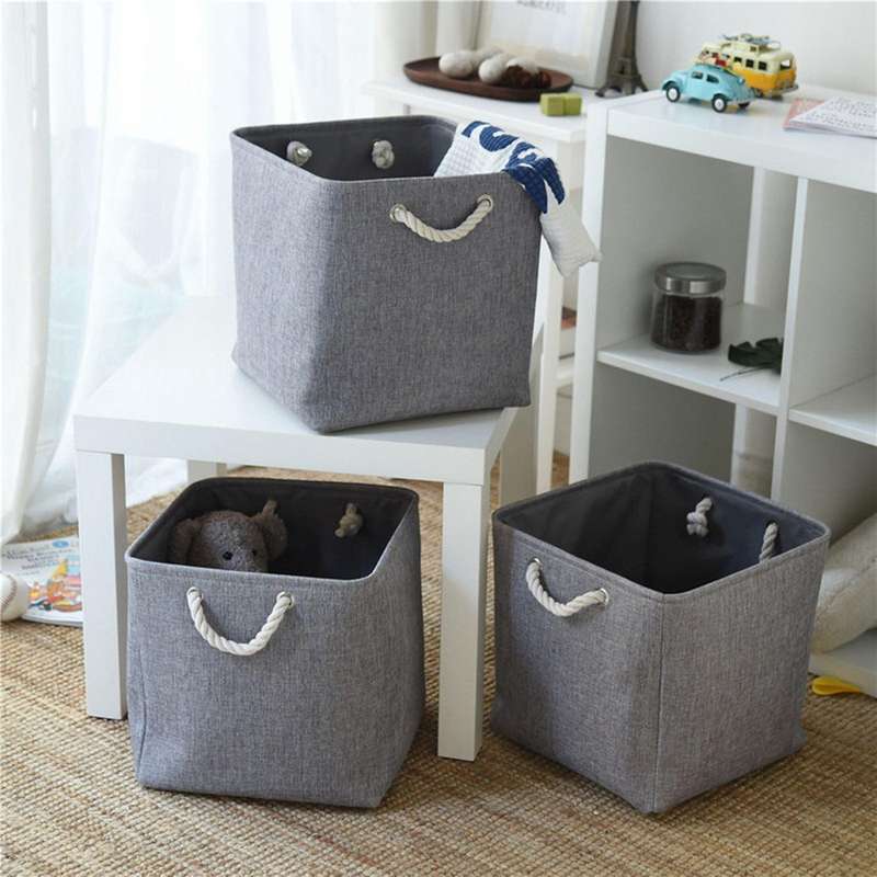 Flax Storage Basket for Cupboards Shelves Closet Toy Storage Basket