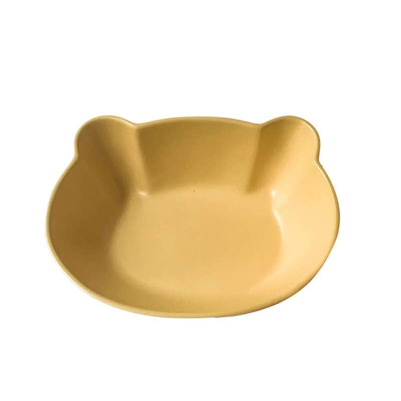 Kawaii Bear Bowl Cute Ceramic Bowl and Plate Dessert Bowl Yellow