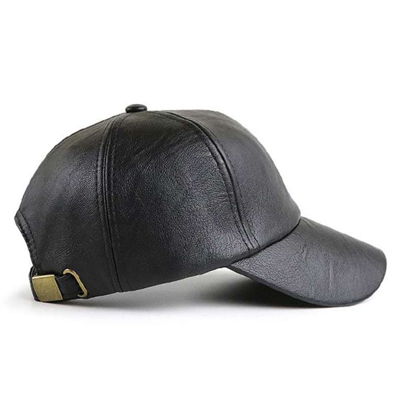 Jamont Winter Cap Pu Leather Baseball Cap Men Hat-black