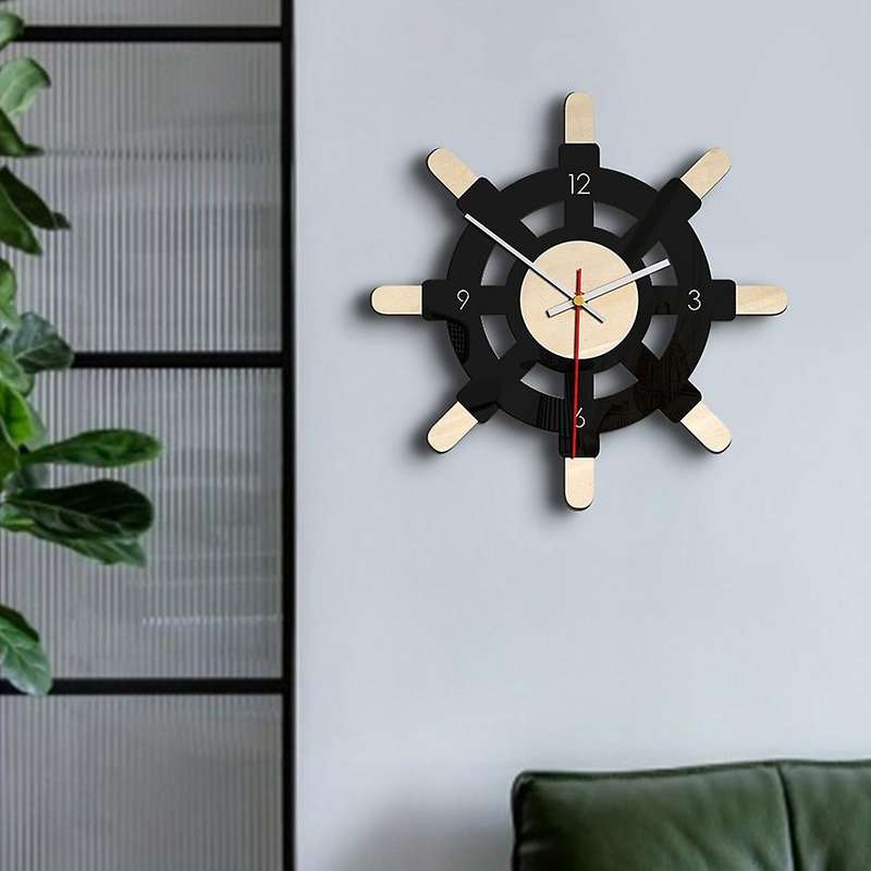 Personality Rudder Wall Clock, Art Vintage Wall Charts (28.3x28.3cm)