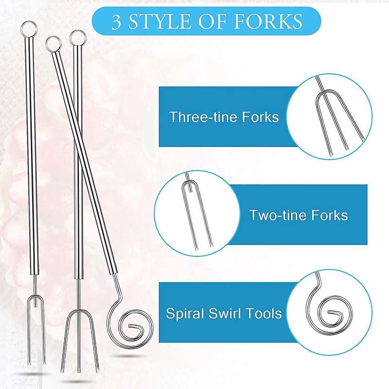 6 Pcs Chocolate Dipping Fork Set 8.3 Inch Stainless Steel Fondue