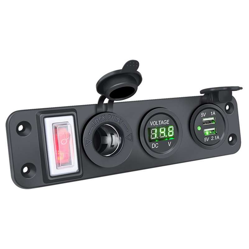 4 In 1 New Digital Voltmeter+12v Power Socket Adapter Green