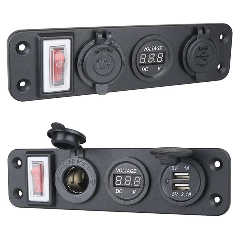 4 In 1 New Digital Voltmeter+12v Power Socket Adapter Green