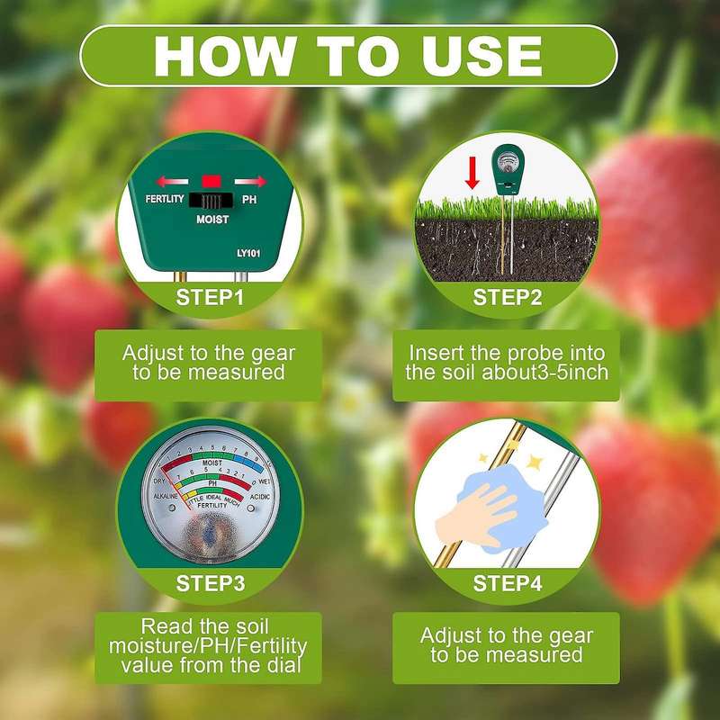 Soil Fertility Meter 3-in-1 Ph Tester for Garden Lawn Farm Outdoor