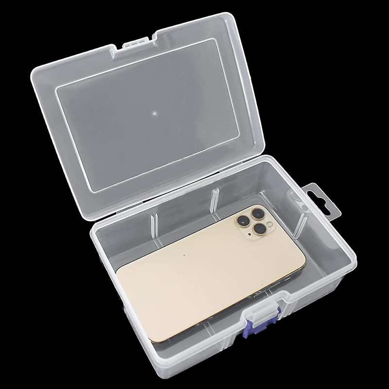 6pcs Clear Plastic Organizer Box,with Snap-tight Closure Latch