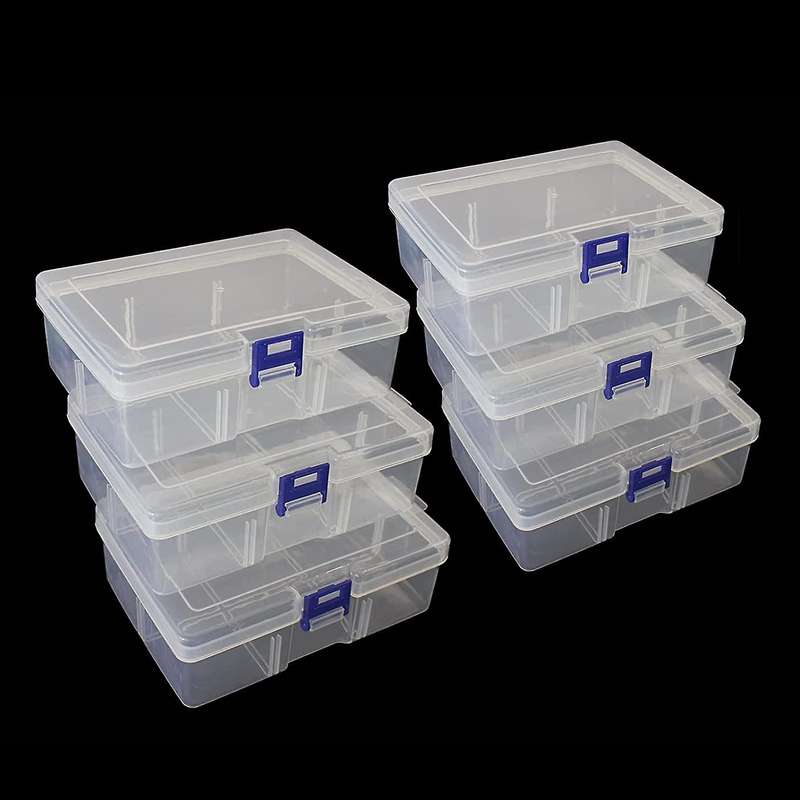 6pcs Clear Plastic Organizer Box,with Snap-tight Closure Latch