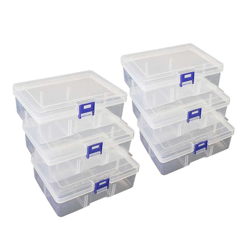 6pcs Clear Plastic Organizer Box,with Snap-tight Closure Latch