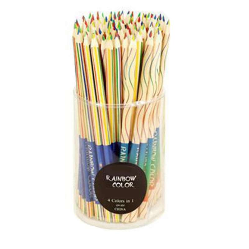 50pcs Rainbow Color 4 In 1 Pencils for Drawing Painting Stationery