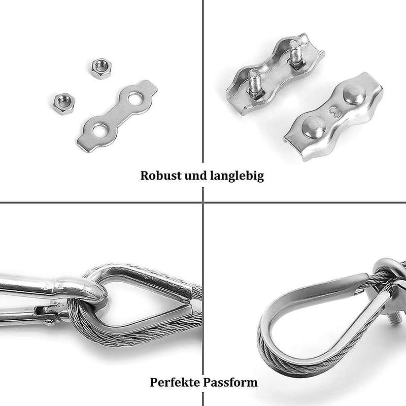 24pcs Wire Rope Clamp 3mm, Wire Rope Clamp Rope Clip, Duplex Clip
