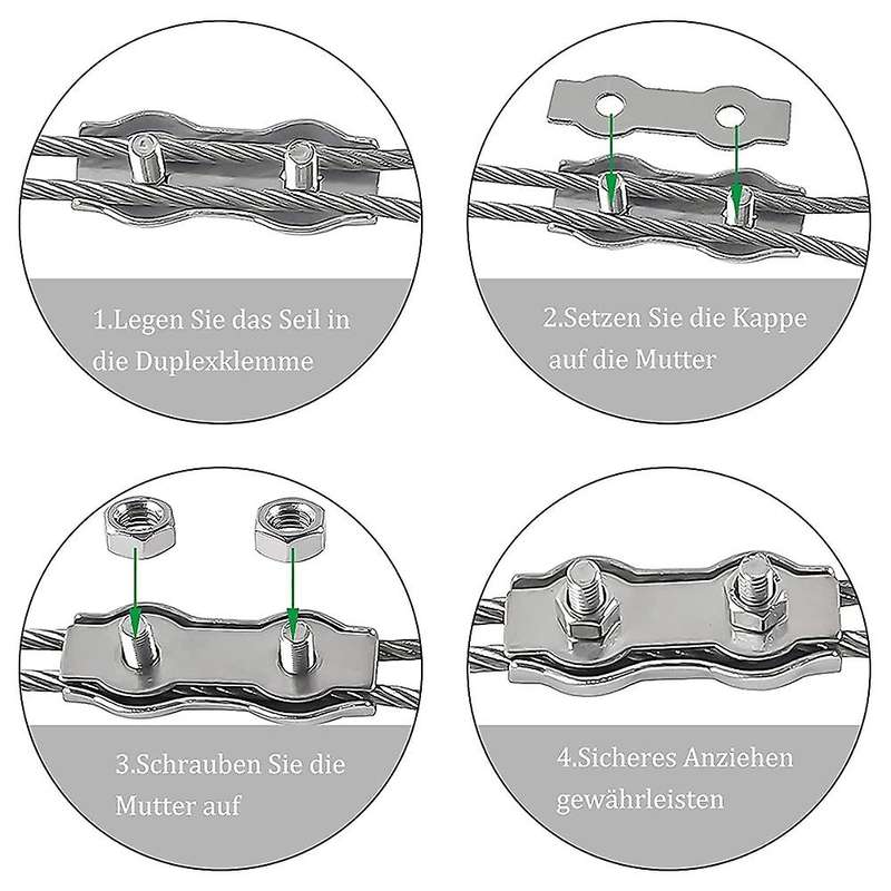 24pcs Wire Rope Clamp 3mm, Wire Rope Clamp Rope Clip, Duplex Clip
