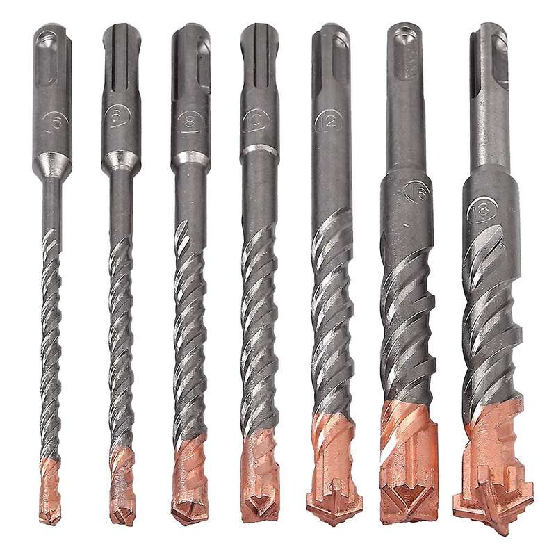 7 Pcs Sds Plus Hammer Drill Bit Set, (4-flute)