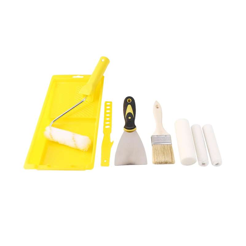9pcs Foam Paint Roller Tray Set 4-inch Roller Cover Refills for Wall