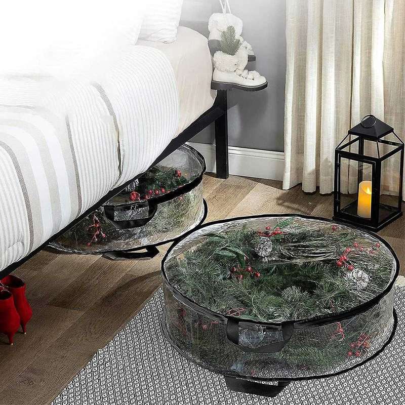 2pack Christmas Wreath Storage Container 24inch(black)
