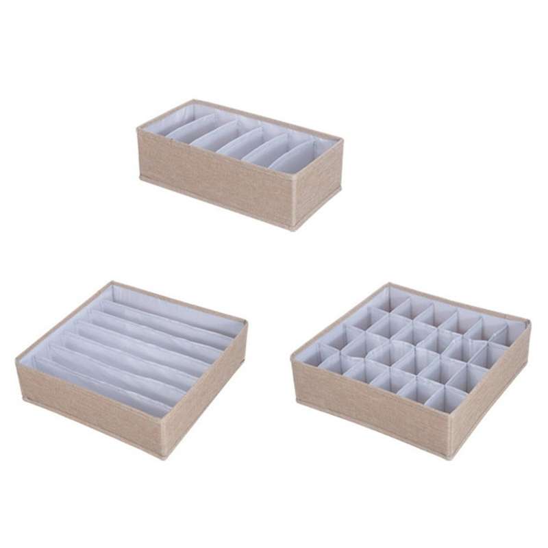 Storage Boxes Drawer Closet Dividers for Bras Drawer Organizer Khaki