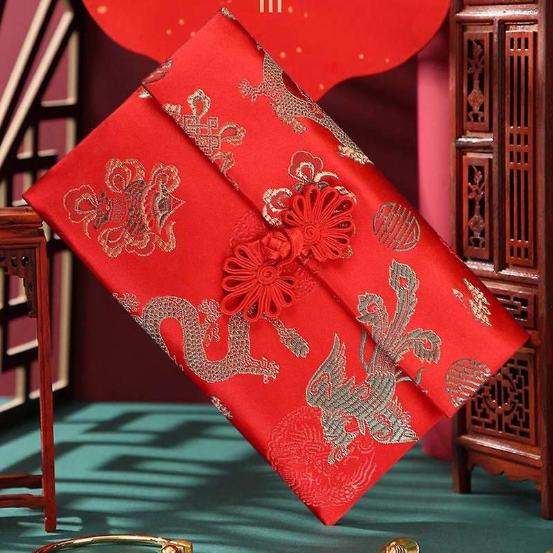 6 Pcs Silk Red Envelopes Chinese Card Envelope for Good Luck Wealth