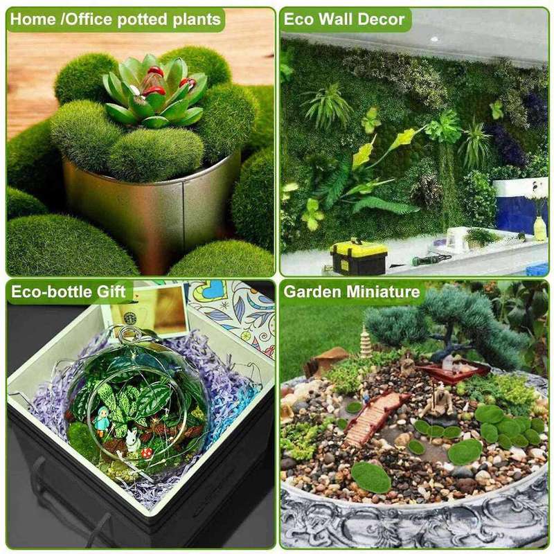 36pcs 5 Size Artificial Moss Rocks Decorative Green Moss Balls