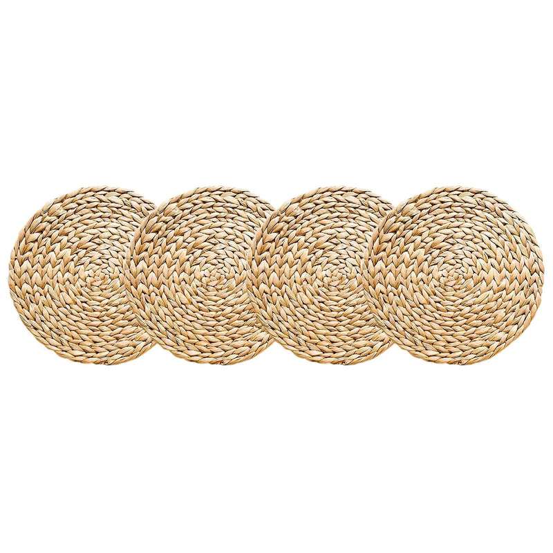 4 Pack Round Woven Placemats for Dining Table, 11.8 Inch