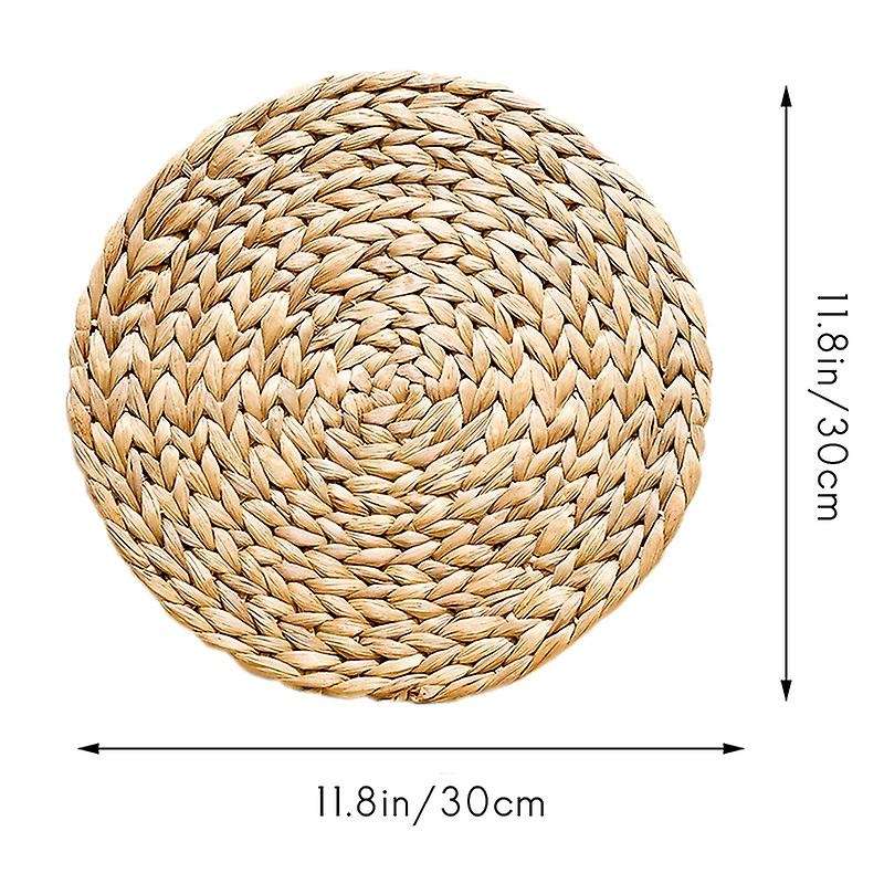 4 Pack Round Woven Placemats for Dining Table, 11.8 Inch