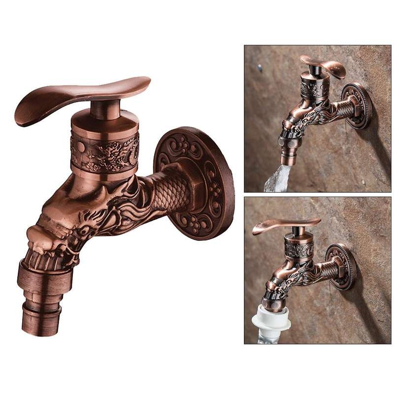 G1/2 Inch Outdoor Vintage Garden Wall Mounted Faucet -rose Gold