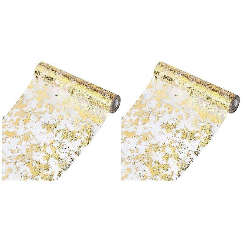2x Table Runner, Sparkling Polyester Tulle Ribbon Roll 28cmx10m