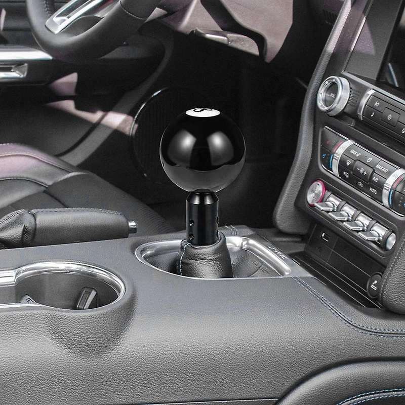 Ball Shift Knob, Billiard Black Round with Adapter for Non-threaded
