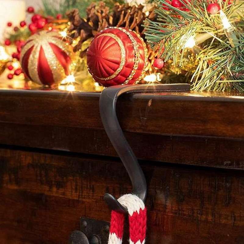 Stocking Holders Christmas Stocking Hooks for Fireplace Mantle(black)