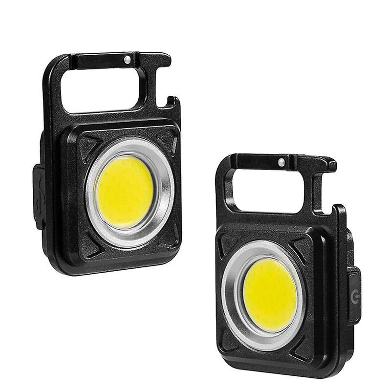 2 Pack Multifunctional Mini Cob Keychain Usb Charging Emergency Light