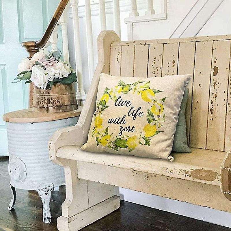 Farmhouse Lemon Pillow Covers Summer Lemon Lemon for Summer Decor