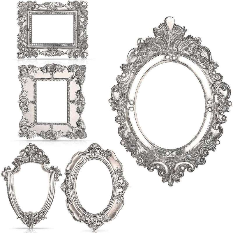 5pcs Vintage Resin Picture Frame Flower Oval Rectangle Frame