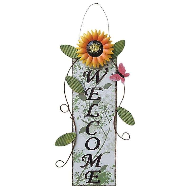 Vintage Sunflower Welcome Sign Door Hanging Decor for Garden Home-a