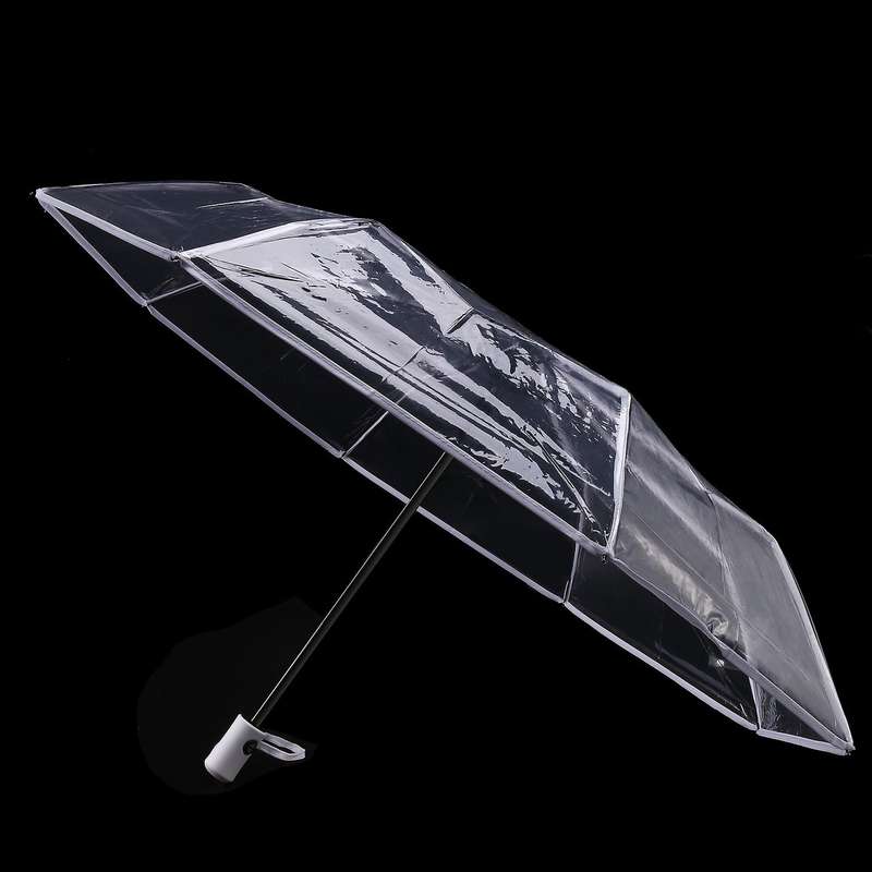 Transparent Umbrella Automatic Umbrella Compact Folding,transparent & White Border