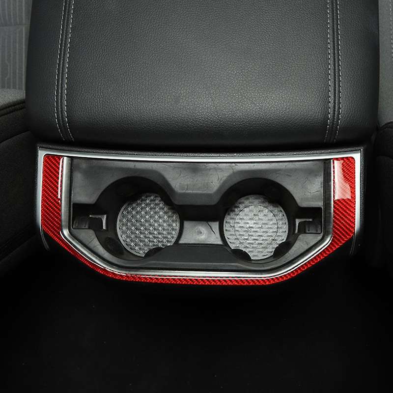 Car Rear Cup Holder for Dodge Ram 1500 2018-2022, Red Carbon Fiber