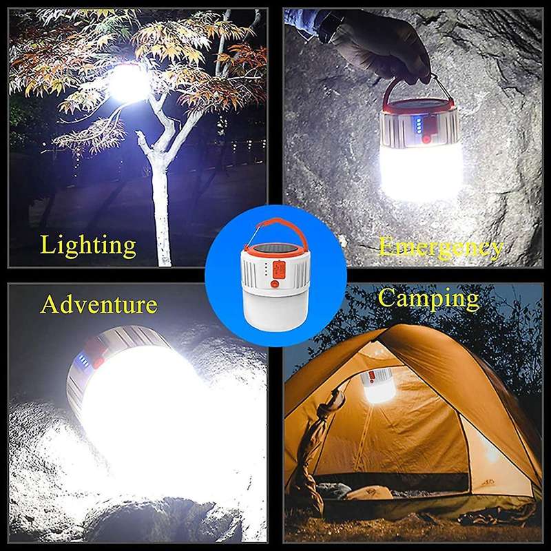 Led Solar Camping Lamp,garden Tent Lamp Light for Night Fishing,black