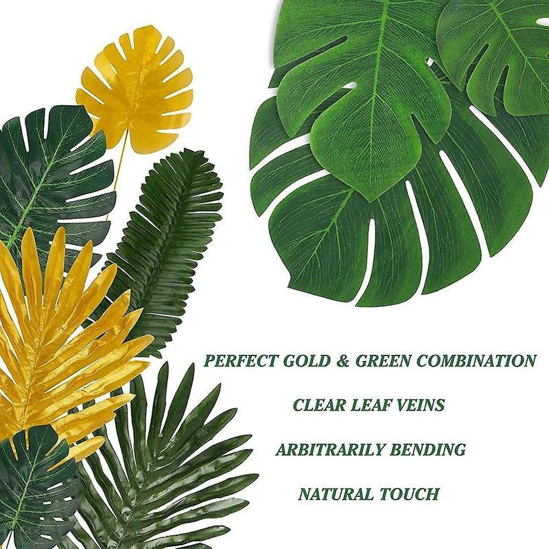 88pcs 9kinds Artificial Palm Leaves with Stems Tropical Safari Leaf