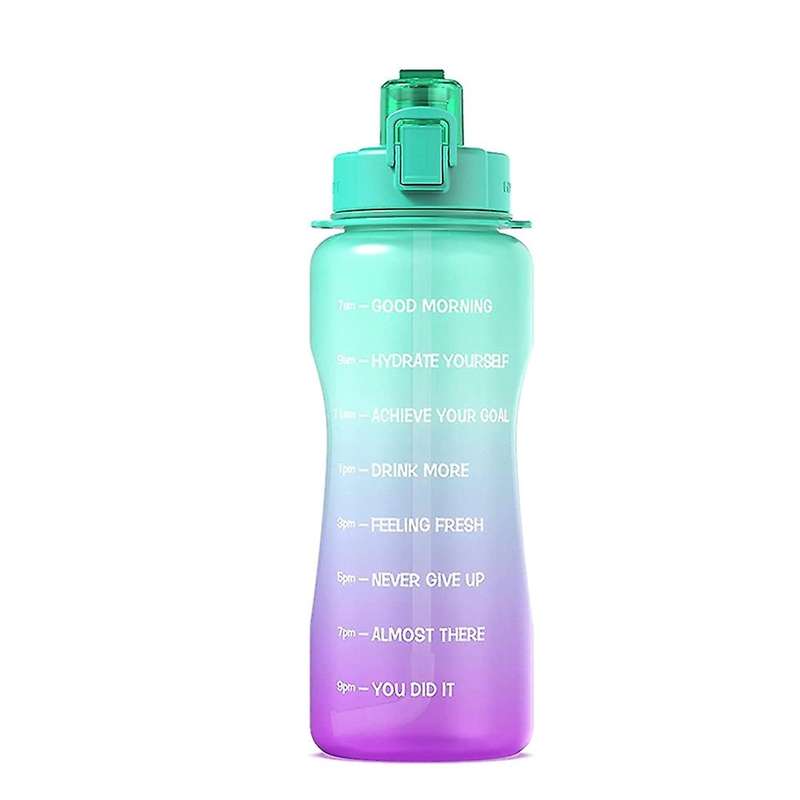 Sport Water Bottle with Straw & Time Marker, 64 Oz Gallon Tritan -c